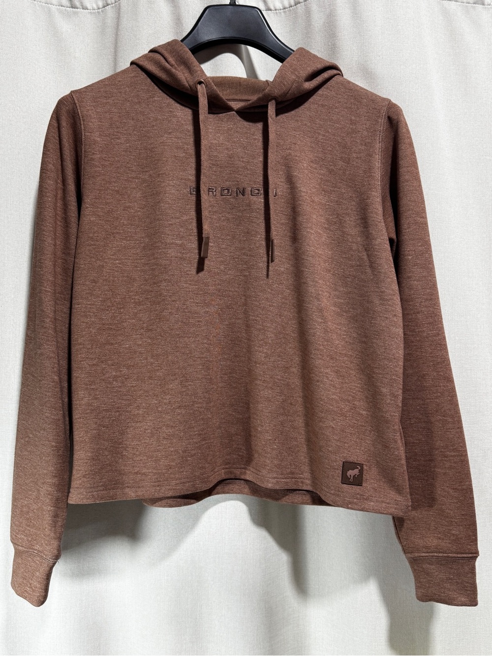 Ford Bronco Women's Pullover Hoodie Brown Logo Hooded Sweatshirt Size L